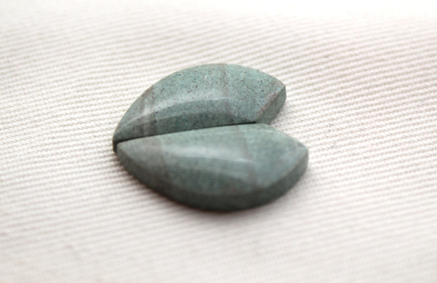 PETITE Pair of green Jasper Cabochons freeform
