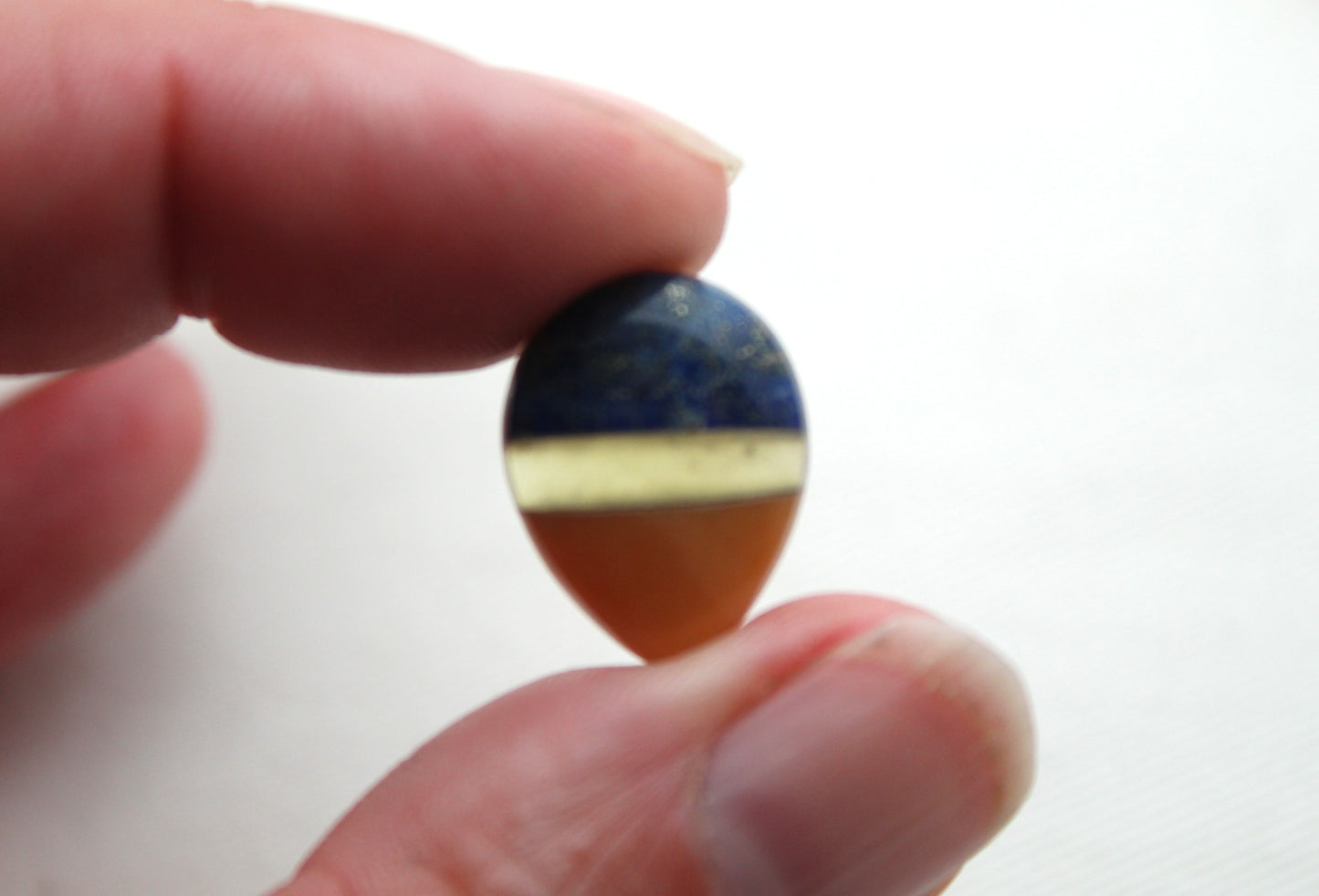 Small Intarsia Cabochon Lapis vesuvianite yellow Chrysoprase Pear