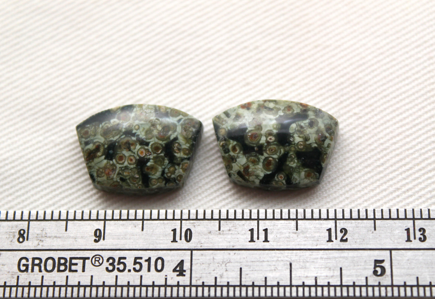 Small Green Olive Jasper Cabochon Pair Gemstone