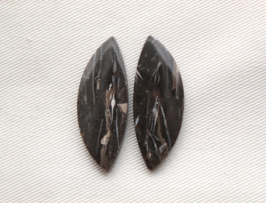 Feather Agate Cabochons Pair Gemstone Freeform
