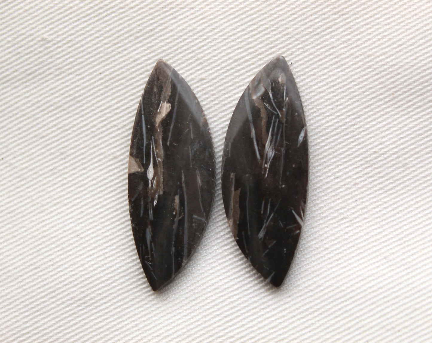 Feather Agate Cabochons Pair Gemstone Freeform