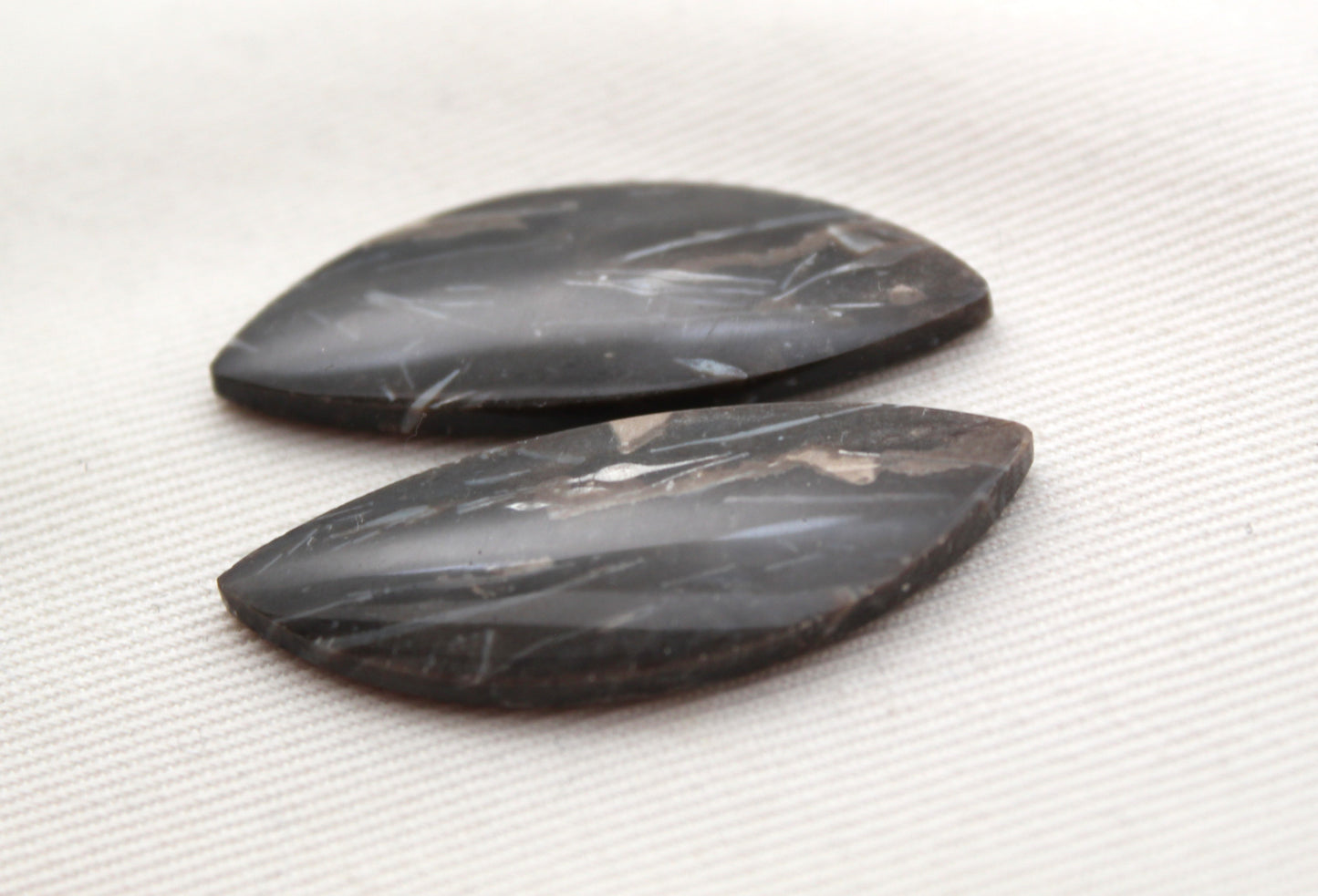 Feather Agate Cabochons Pair Gemstone Freeform