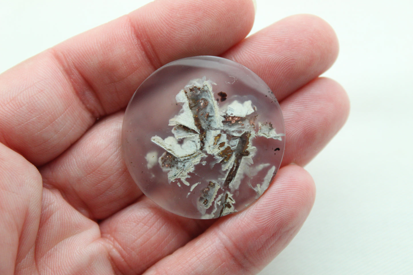 Cabochon Chrysocolla with Native Copper in Chalcedony 34MM