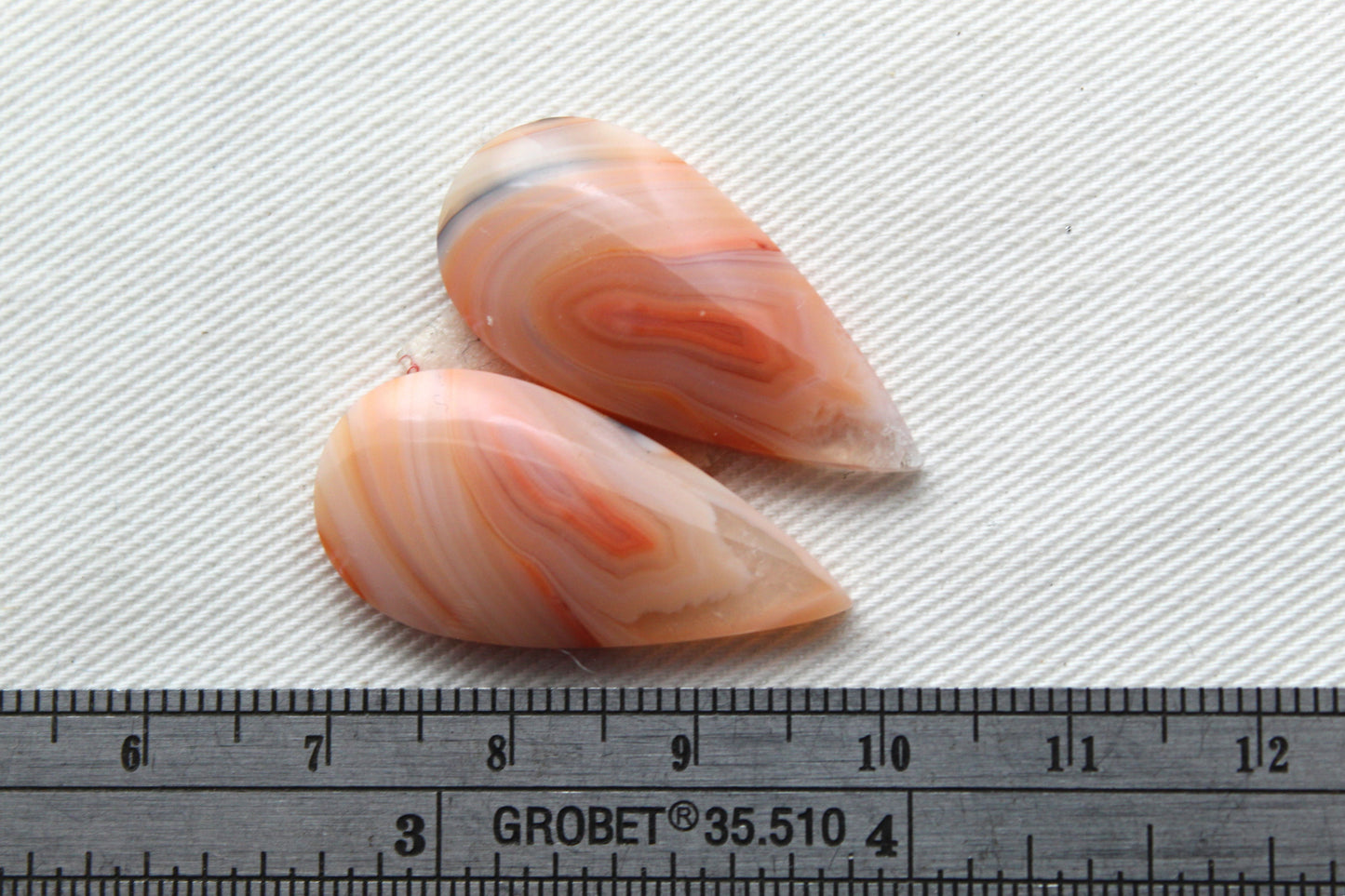 Banded Agates Cabochons pair Gemstone orange