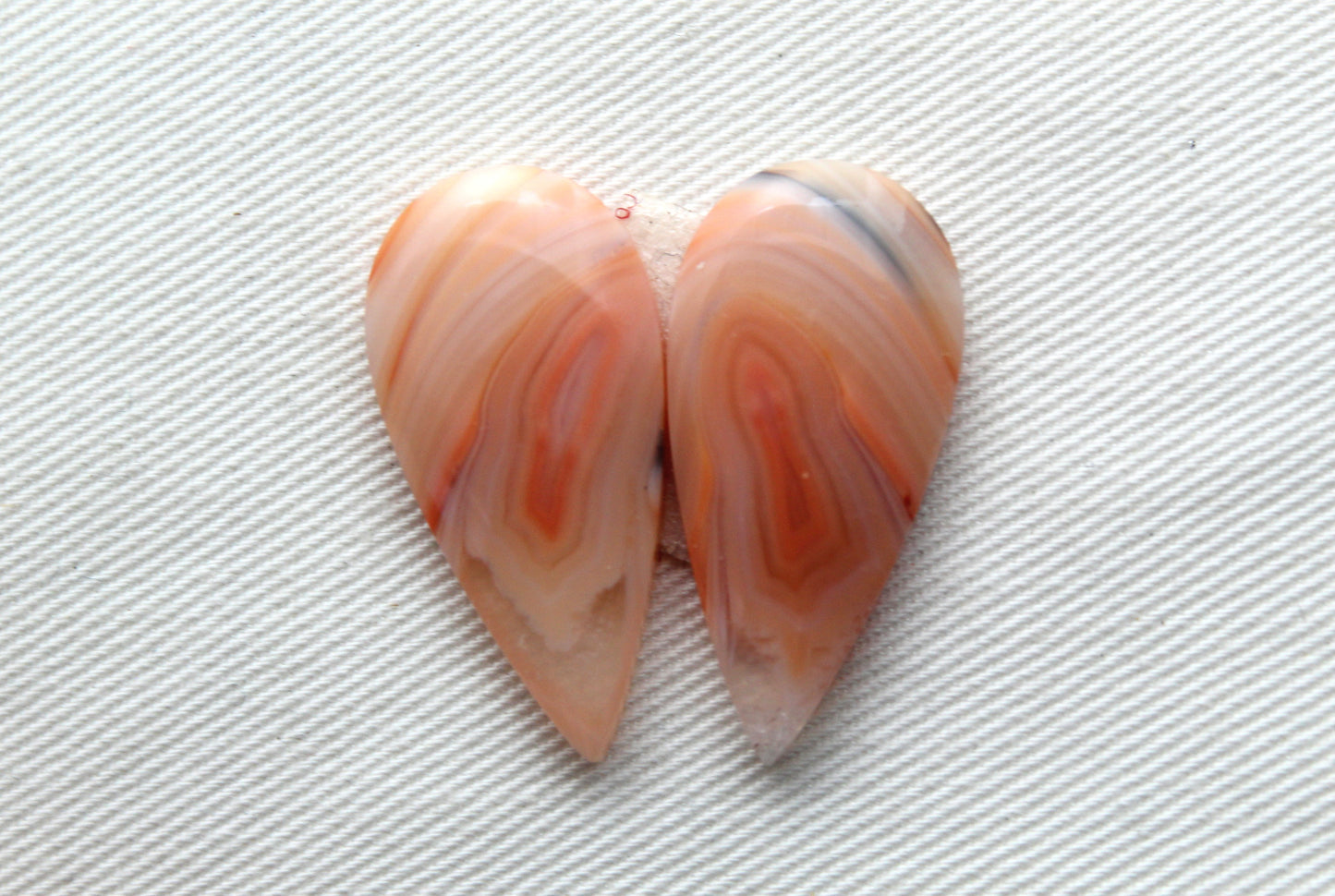 Banded Agates Cabochons pair Gemstone orange