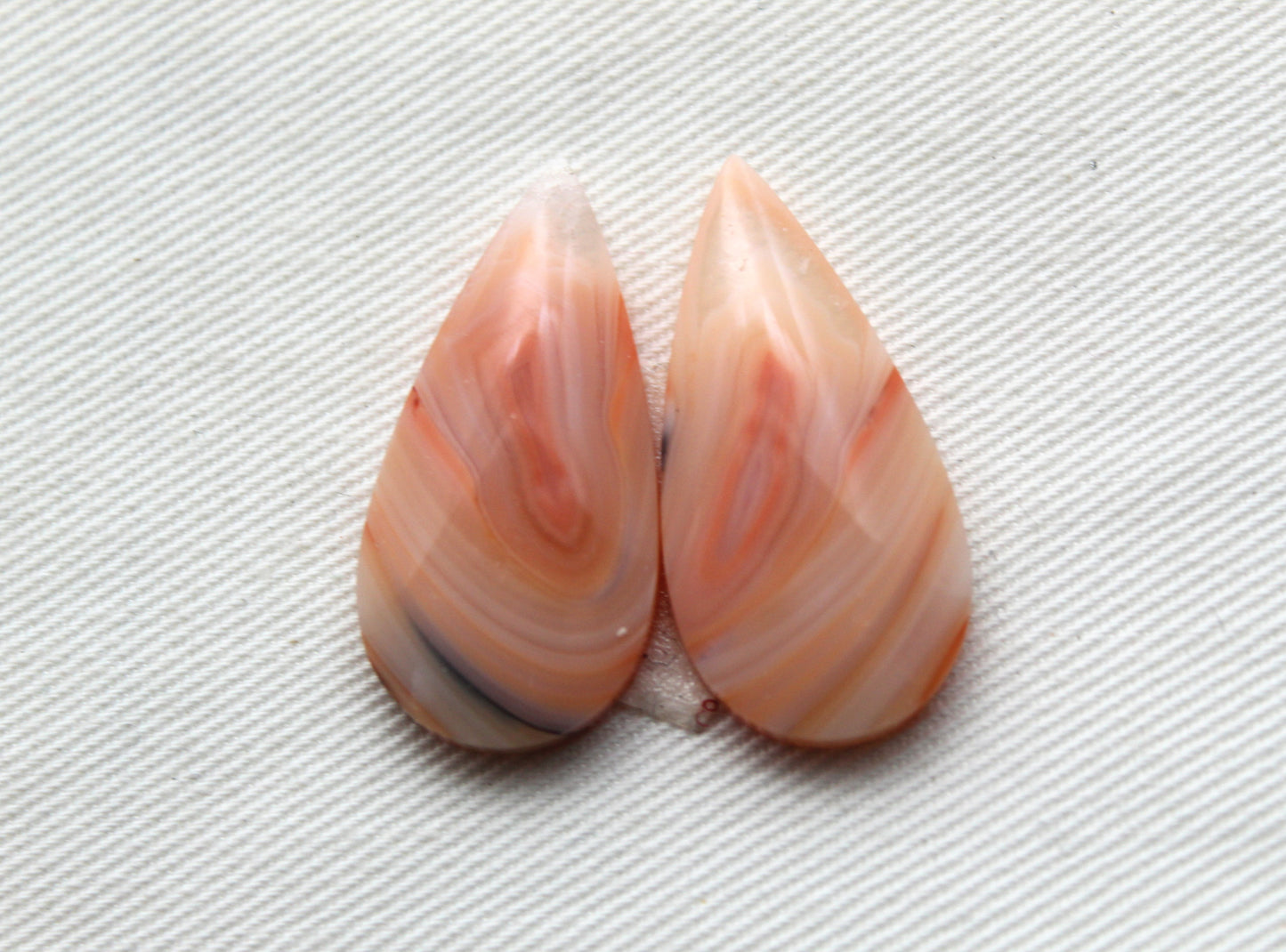 Banded Agates Cabochons pair Gemstone orange
