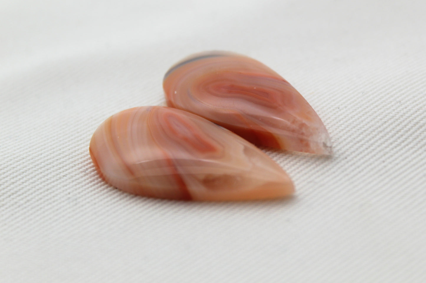 Banded Agates Cabochons pair Gemstone orange