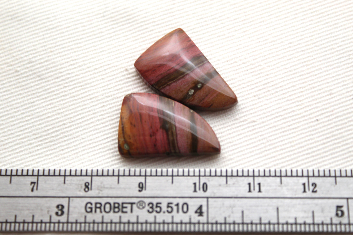 Small Petrified Wood Cabochon Pair natural gemstones pink