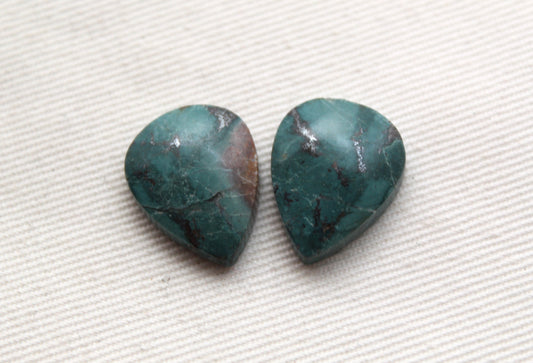 Small Neela Terra Jasper Cabochon Pair Gemstone Green