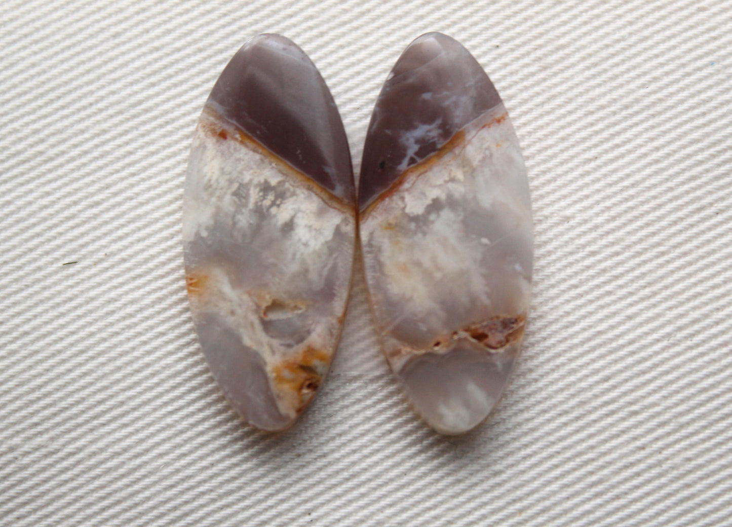 Nice Chalcedony cabochons Pair purple Oval