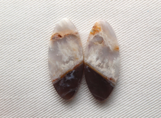 Nice Chalcedony cabochons Pair purple Oval