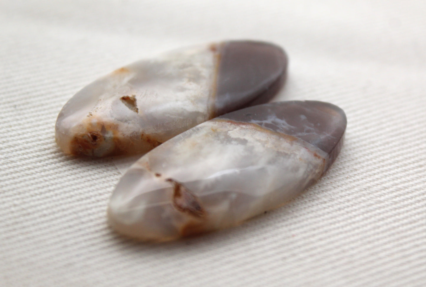 Nice Chalcedony cabochons Pair purple Oval