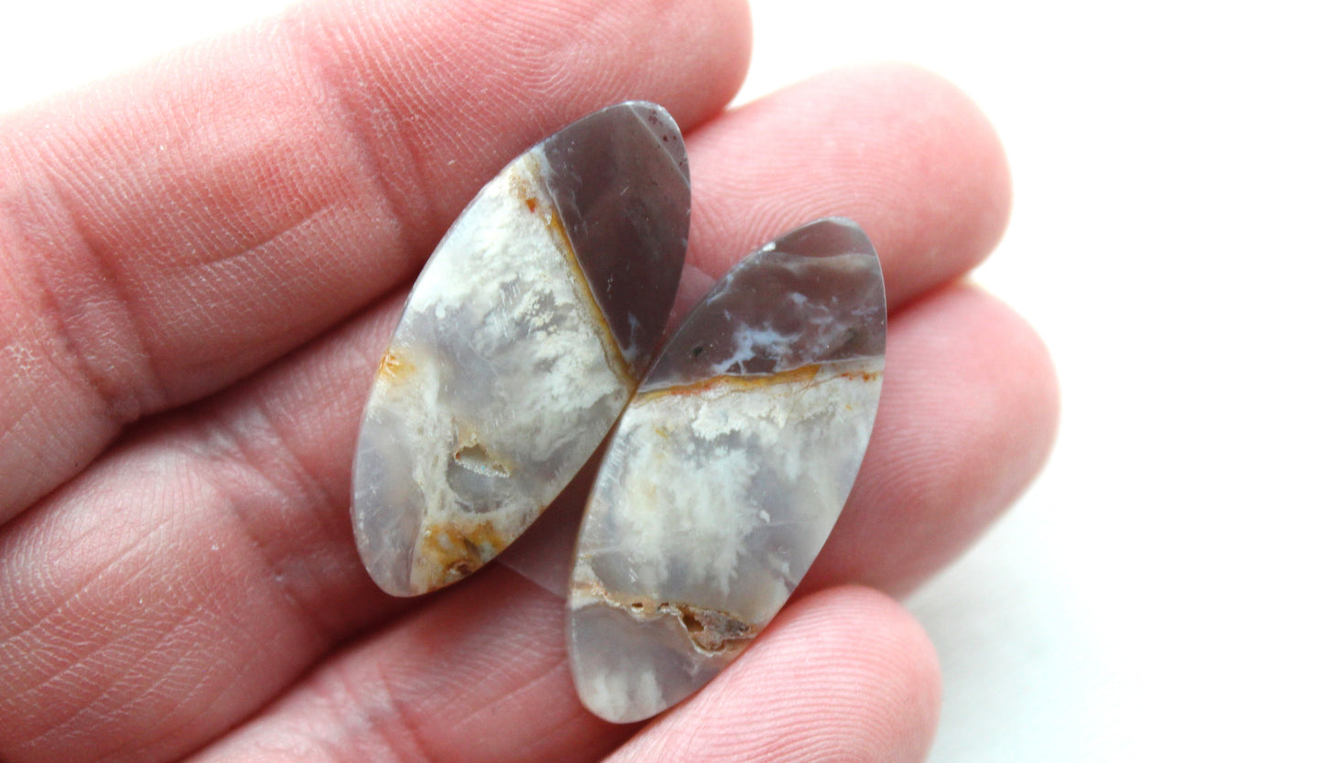 Nice Chalcedony cabochons Pair purple Oval