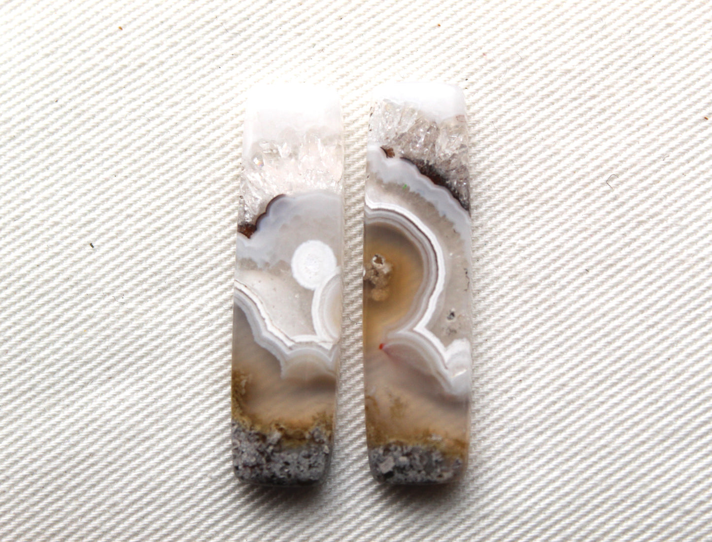 Orbicular Agate Cabochons Pair Gemstone natural