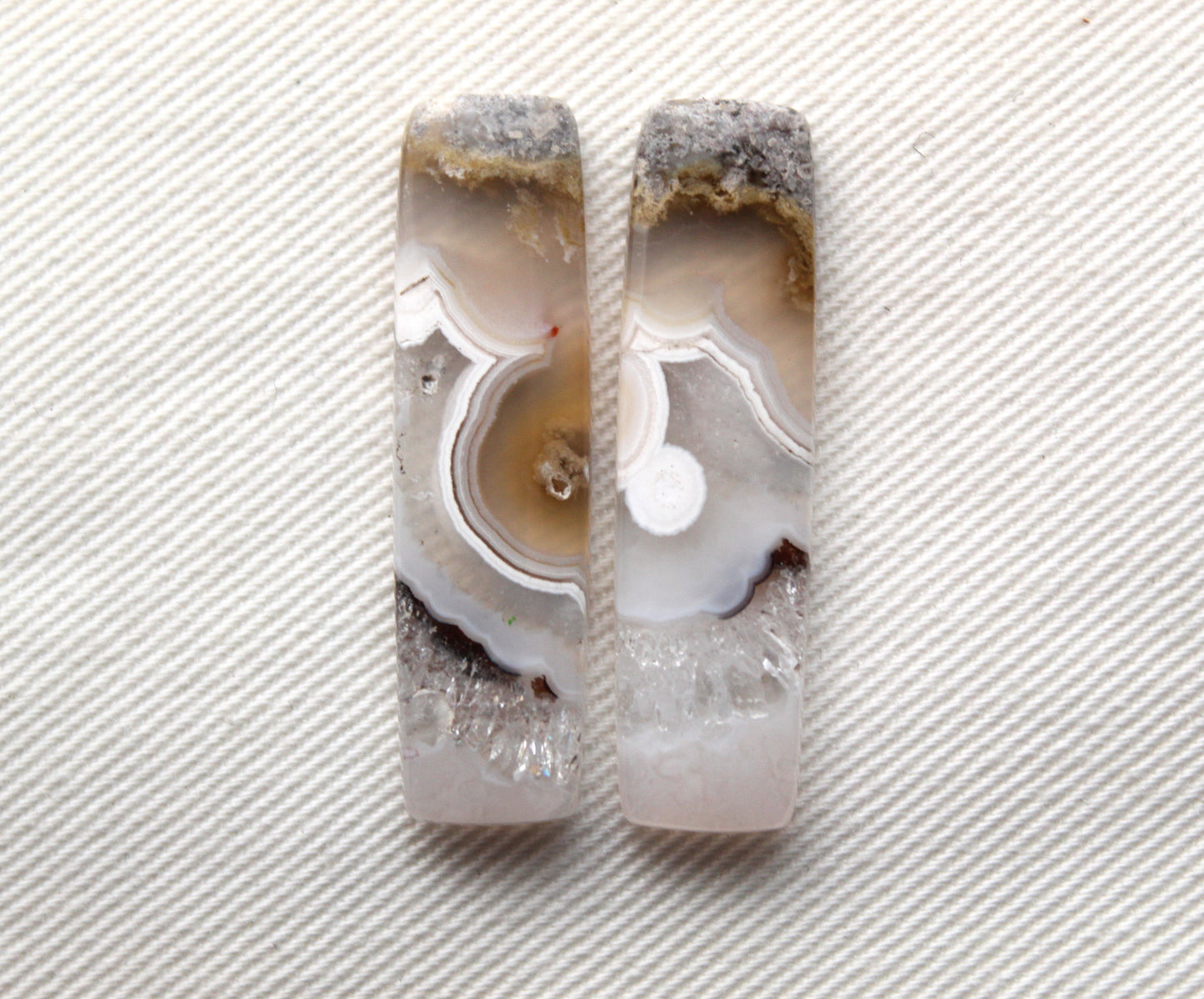 Orbicular Agate Cabochons Pair Gemstone natural