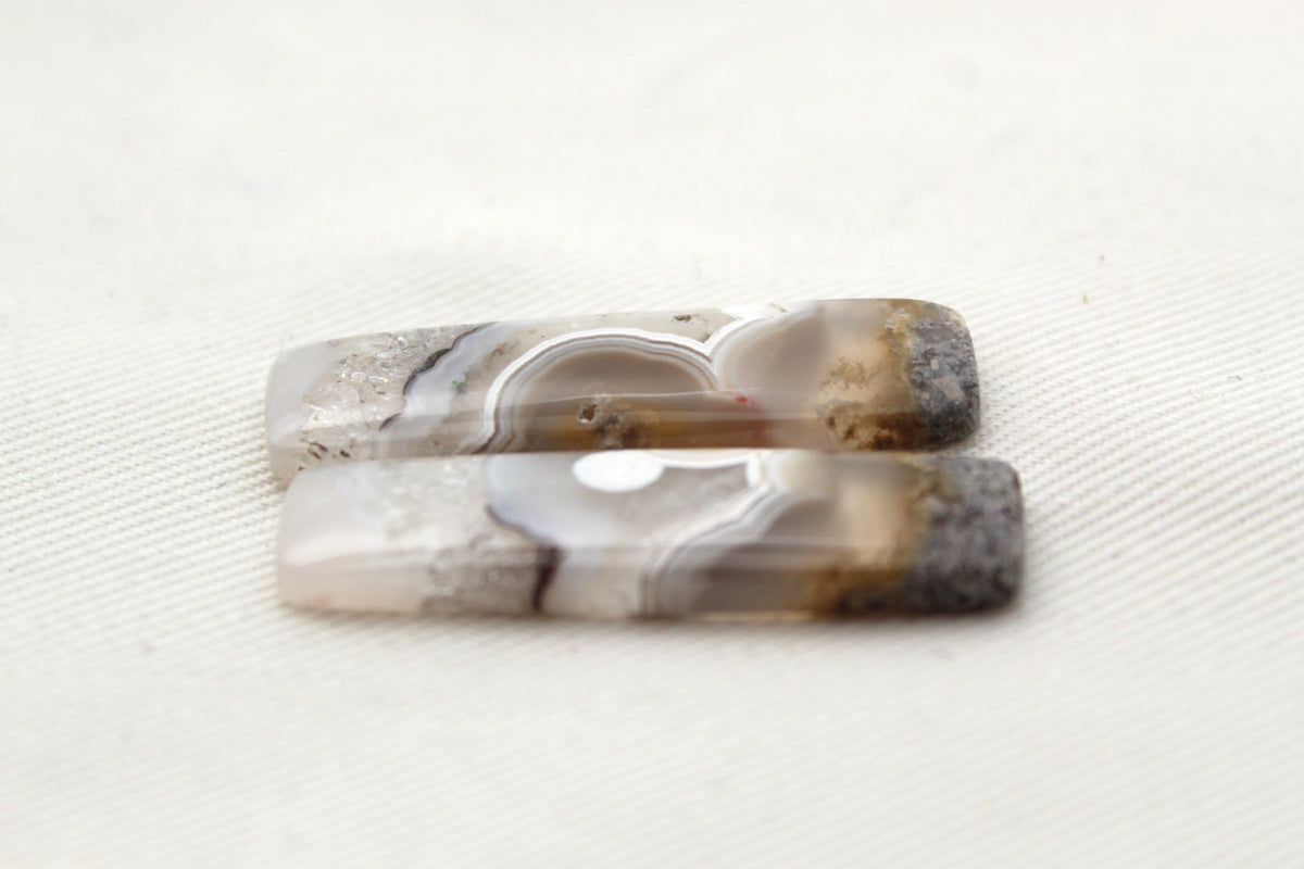 Orbicular Agate Cabochons Pair Gemstone natural