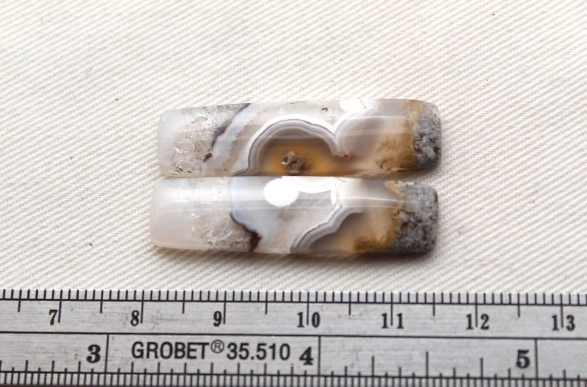 Orbicular Agate Cabochons Pair Gemstone natural