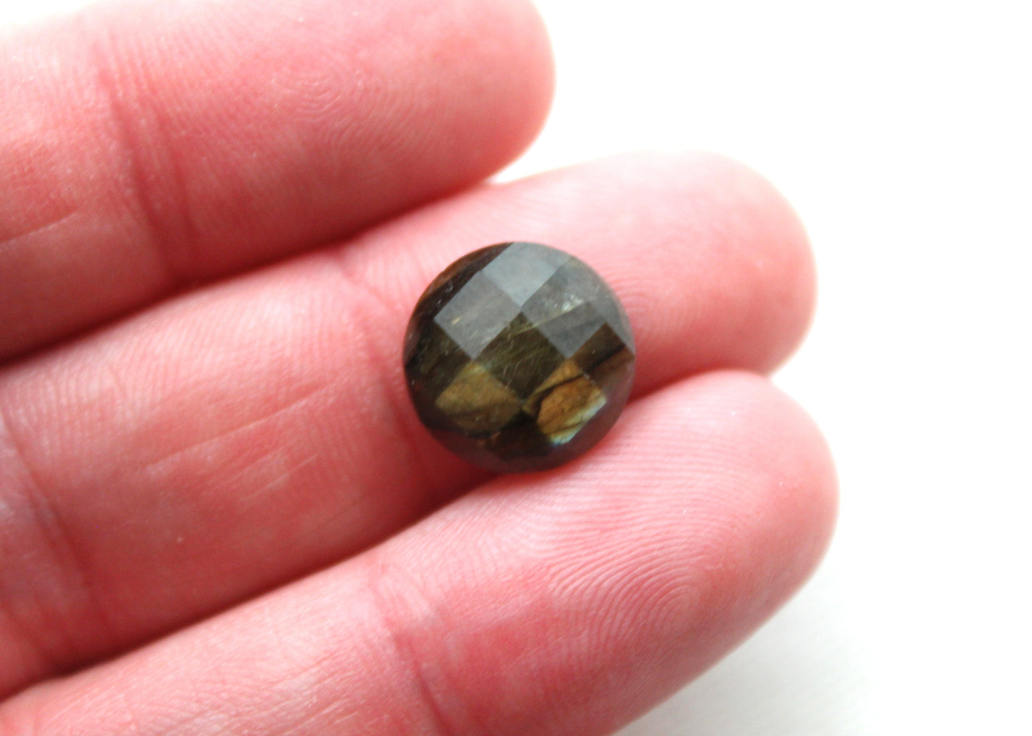 TWO Labradorite cabochons round 12MM Gemstone faceted