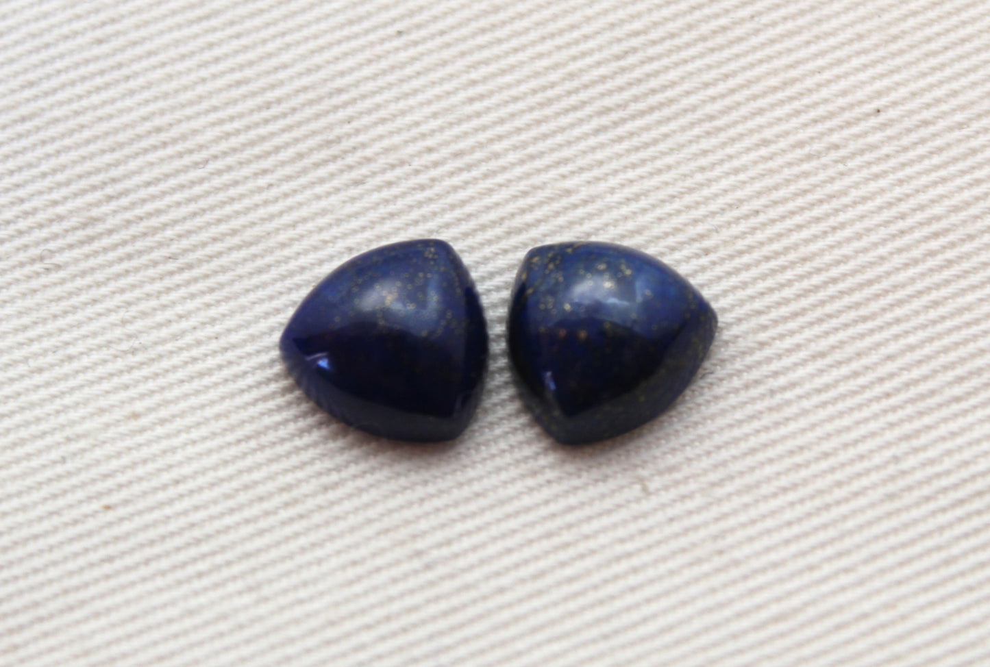 Lot of TWO Lapis Lazuli cabochons 10 MM Gemstones trillion blue
