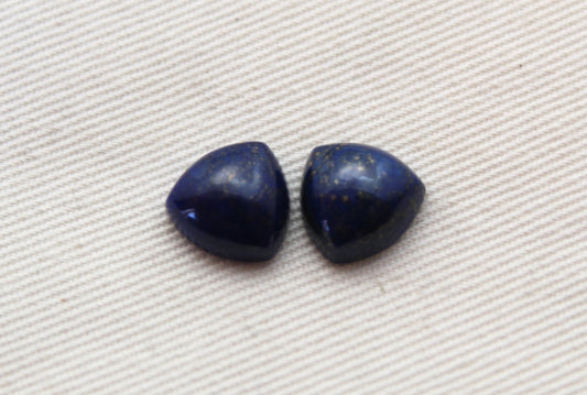 Lot of TWO Lapis Lazuli cabochons 10 MM Gemstones trillion blue