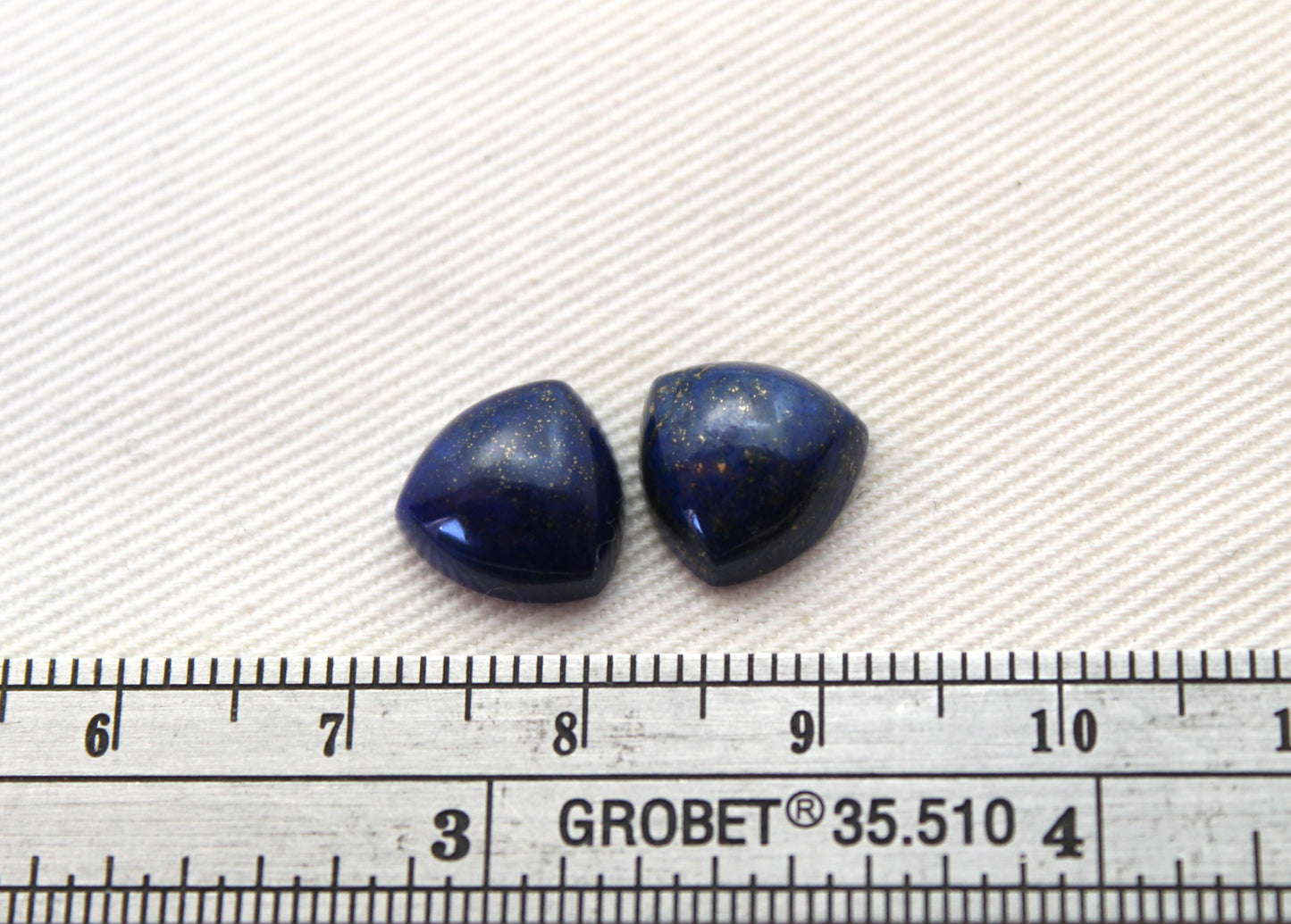 Lot of TWO Lapis Lazuli cabochons 10 MM Gemstones trillion blue