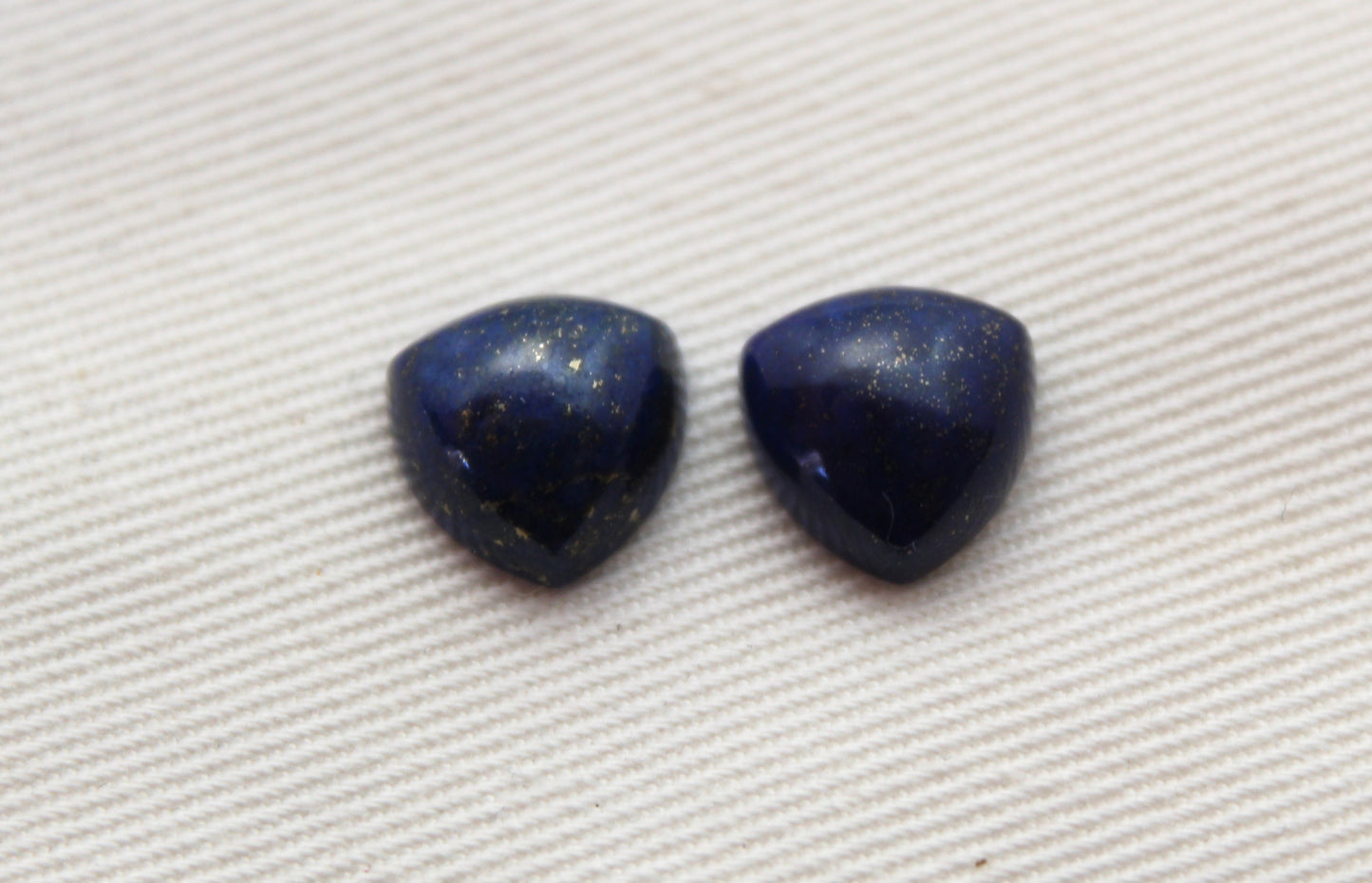 Lot of TWO Lapis Lazuli cabochons 10 MM Gemstones trillion blue