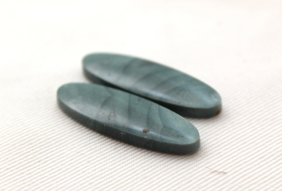 Pair of Imperial green Jasper Cabochons oval