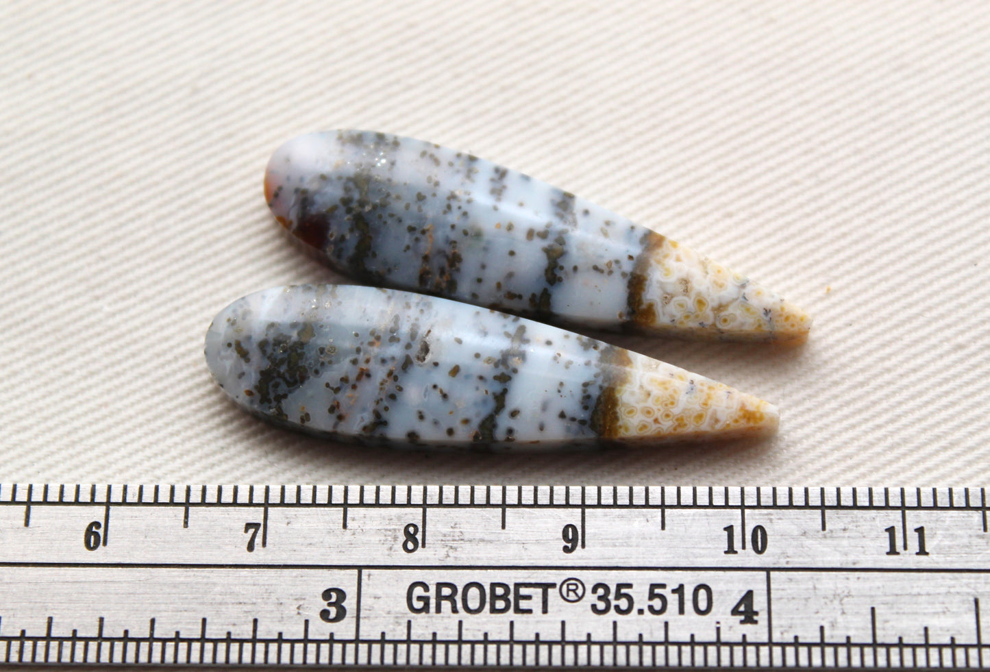 Blue River Jasper Cabochon Pair Gemstone teardrop