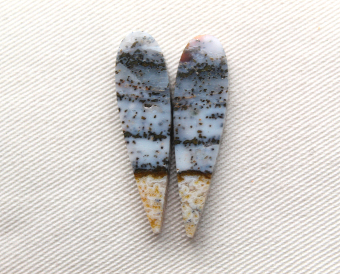 Blue River Jasper Cabochon Pair Gemstone teardrop