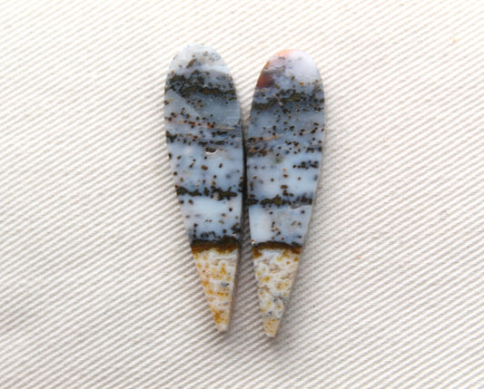 Blue River Jasper Cabochon Pair Gemstone teardrop