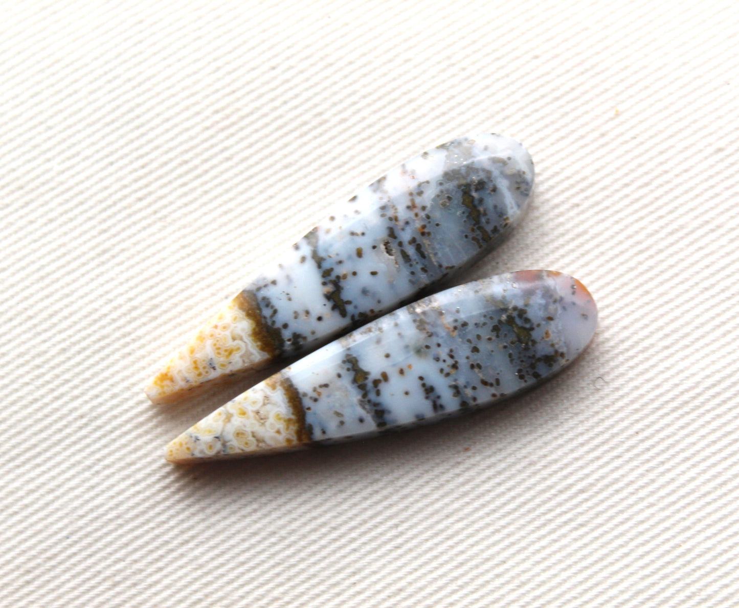 Blue River Jasper Cabochon Pair Gemstone teardrop