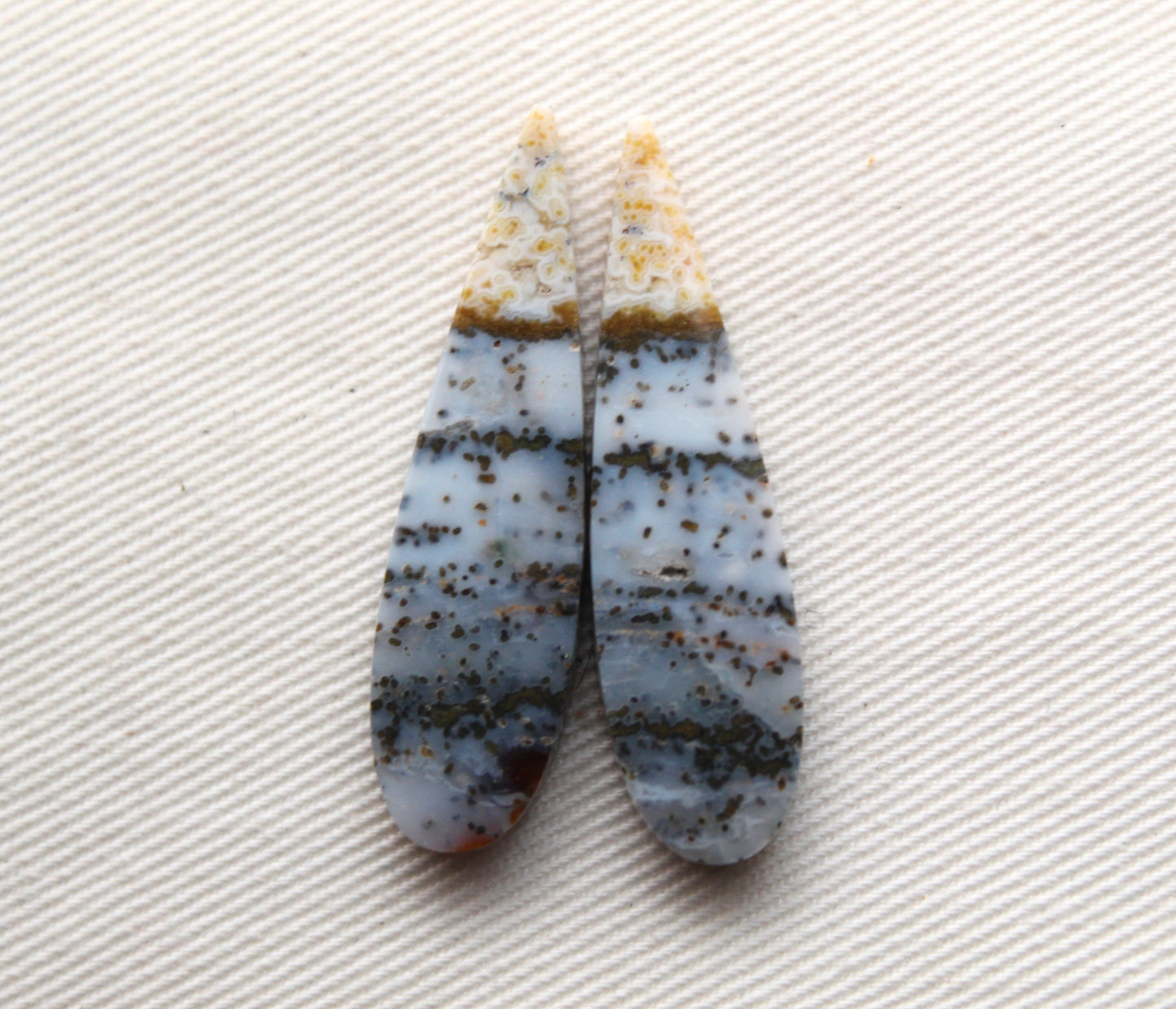 Blue River Jasper Cabochon Pair Gemstone teardrop