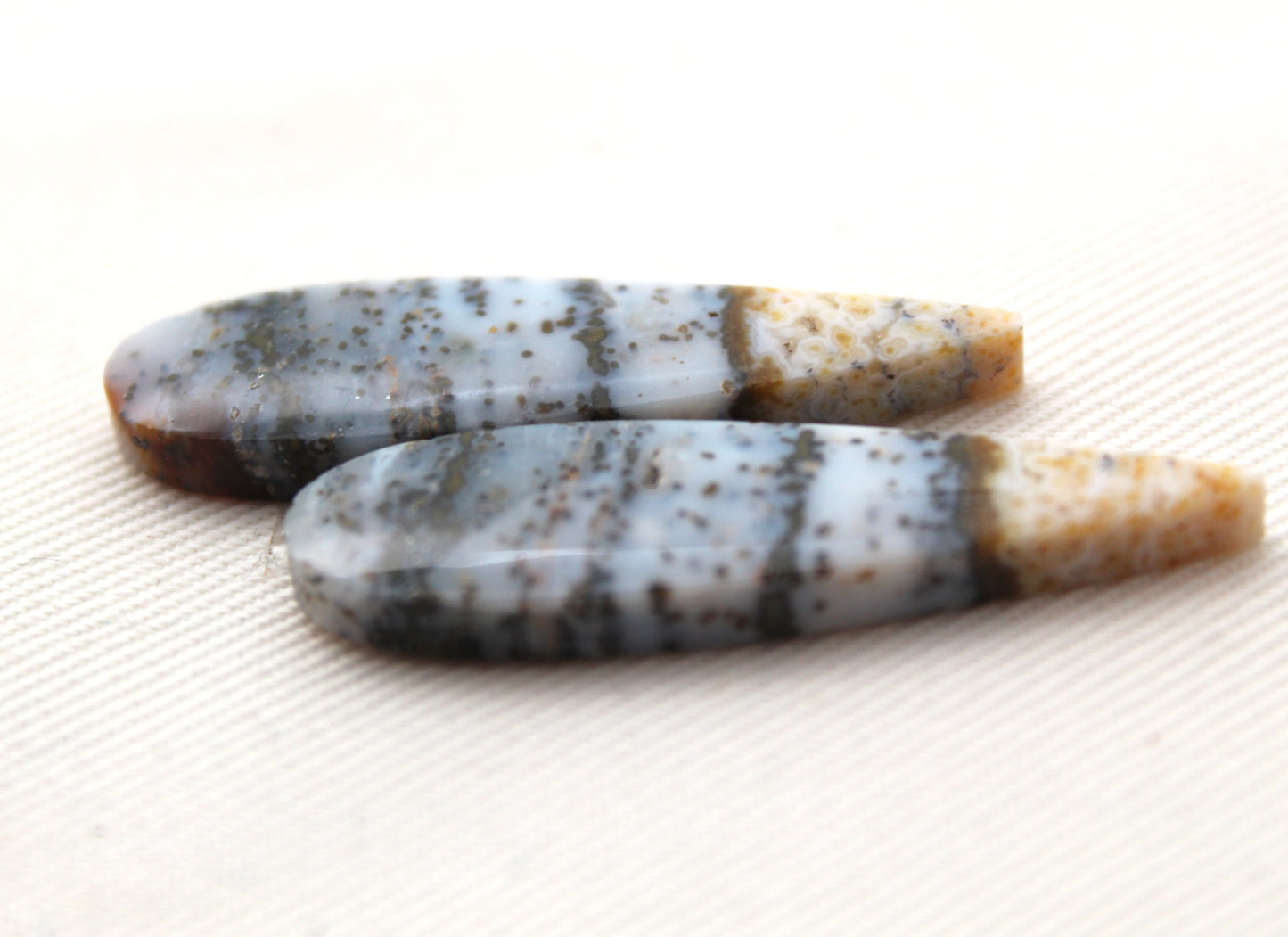 Blue River Jasper Cabochon Pair Gemstone teardrop