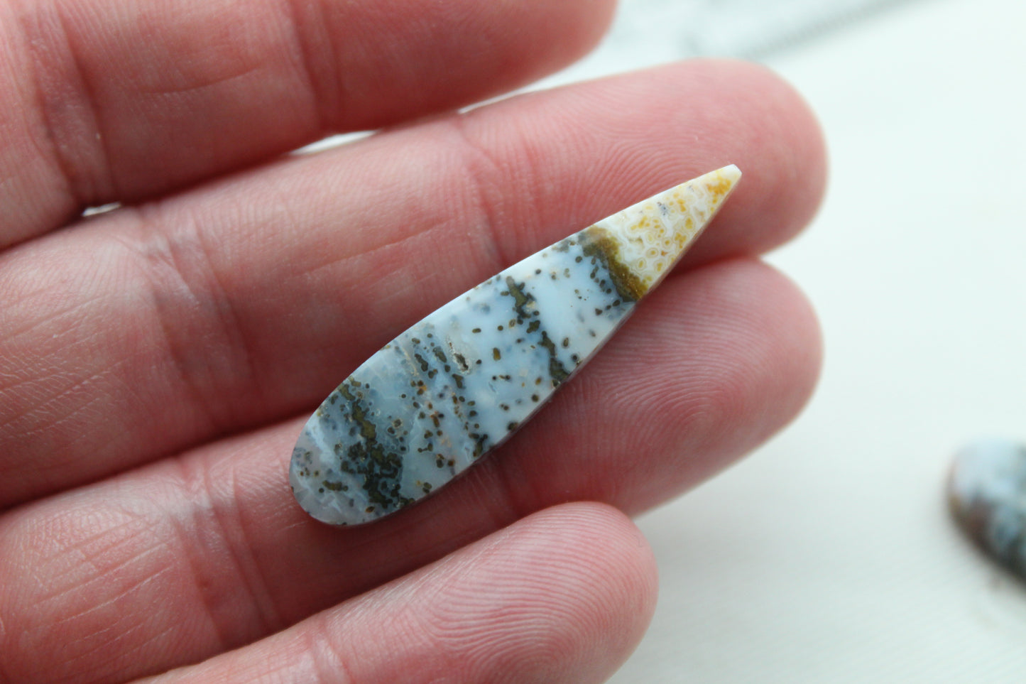Blue River Jasper Cabochon Pair Gemstone teardrop