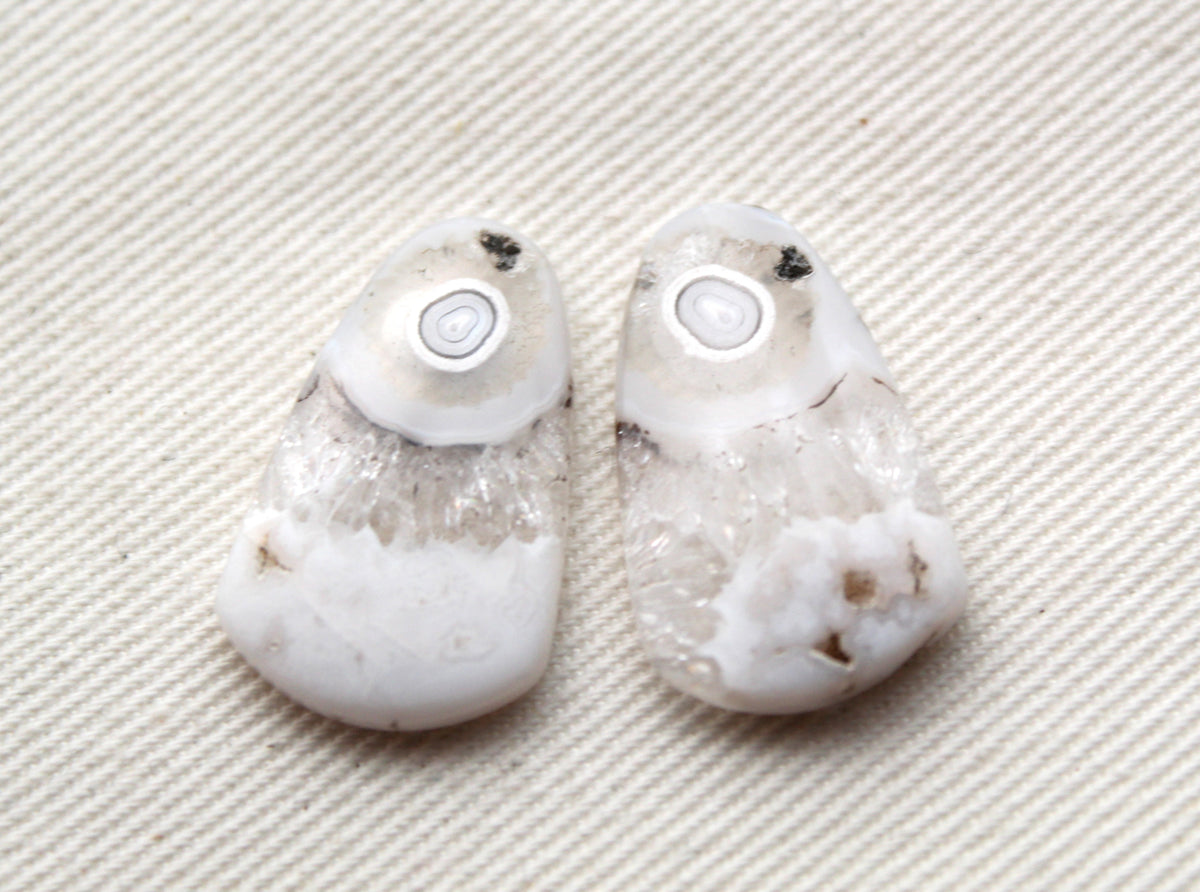 Orbicular Agate Cabochons Pair Gemstone natural