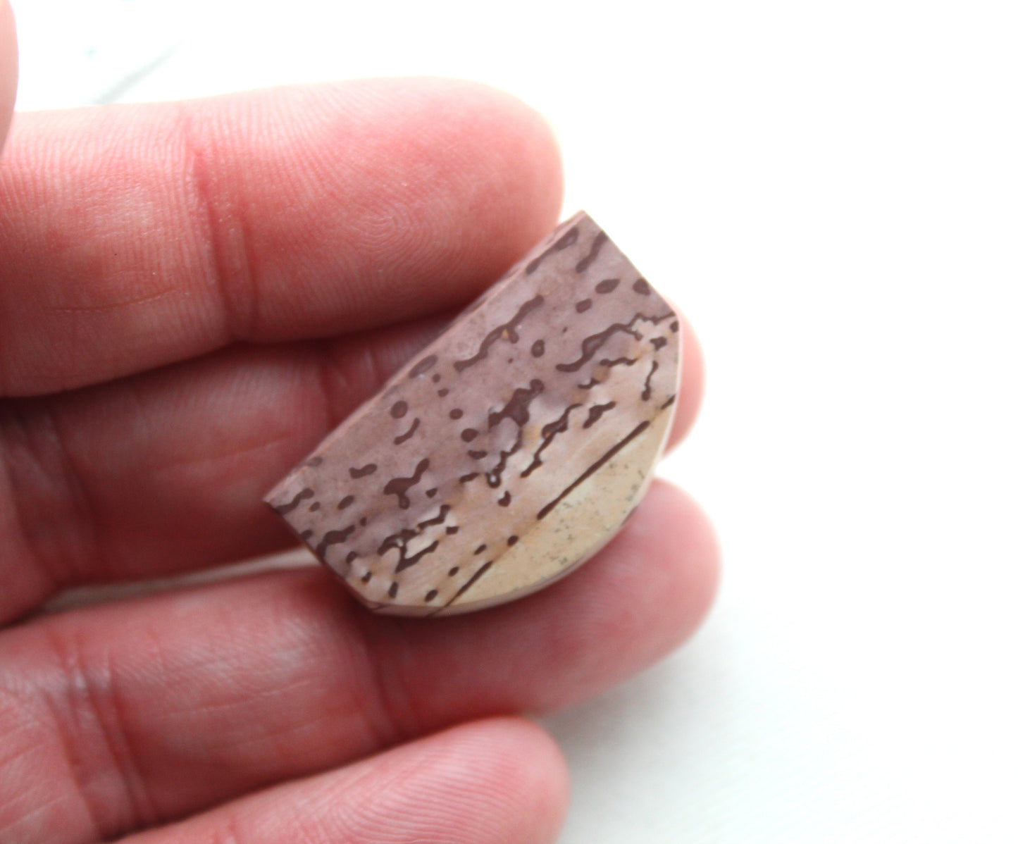 Australian Print Stone Cabochon Freeform beige red