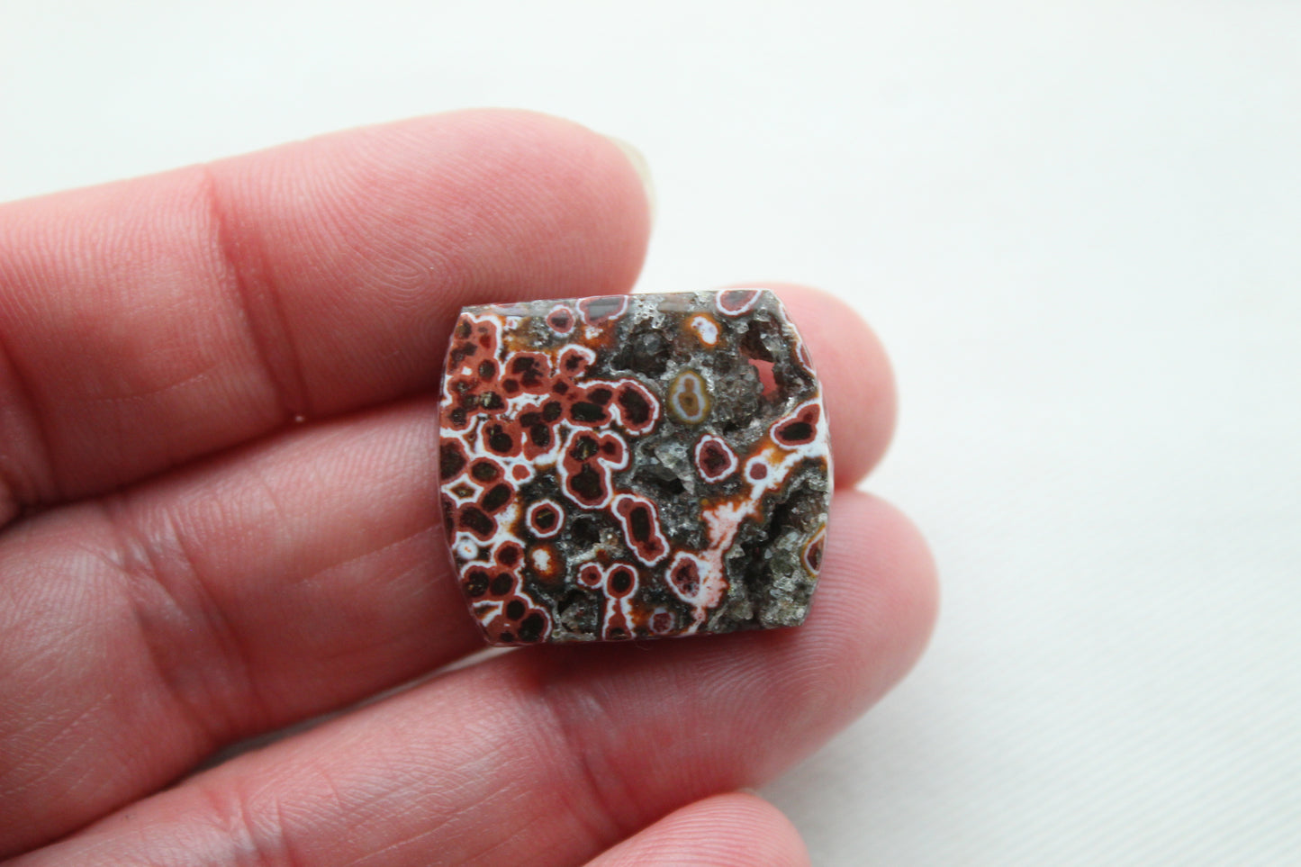 River Jasper Cabochon Gemstone red with Druzy