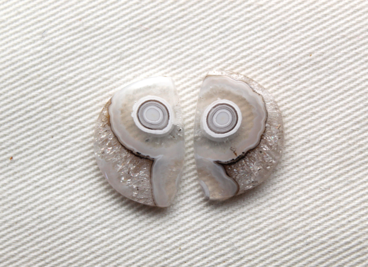 Small Orbicular Agate Cabochons Pair Gemstone natural