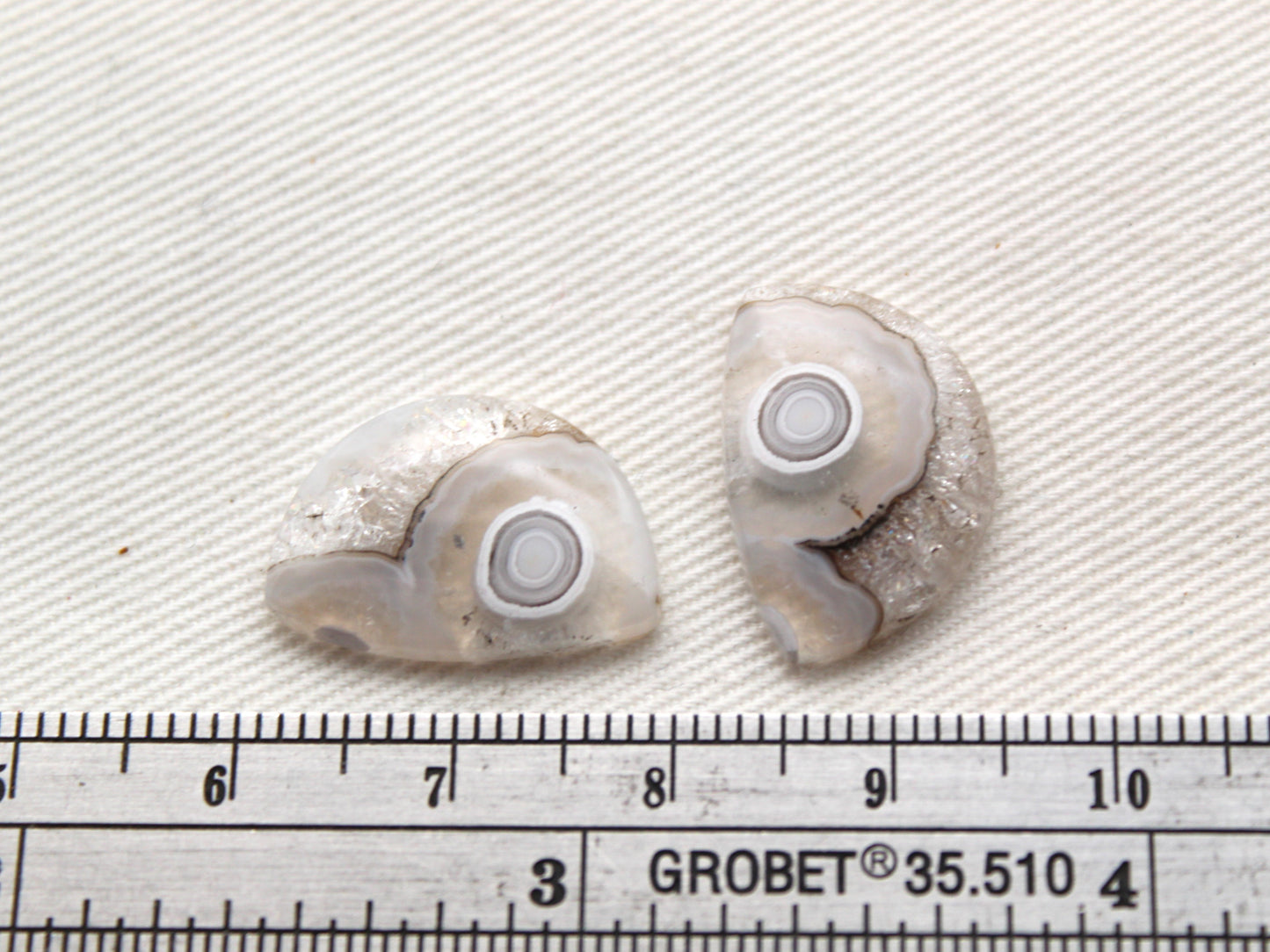 Small Orbicular Agate Cabochons Pair Gemstone natural