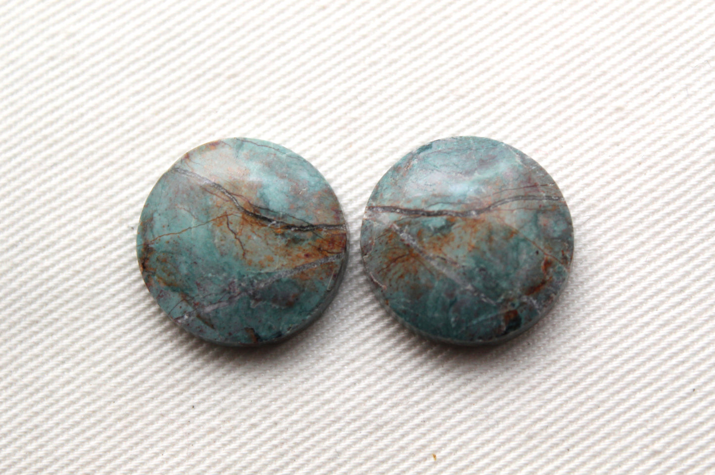 Neela Terra Jasper Cabochon Pair Gemstone Blue Round 17MM