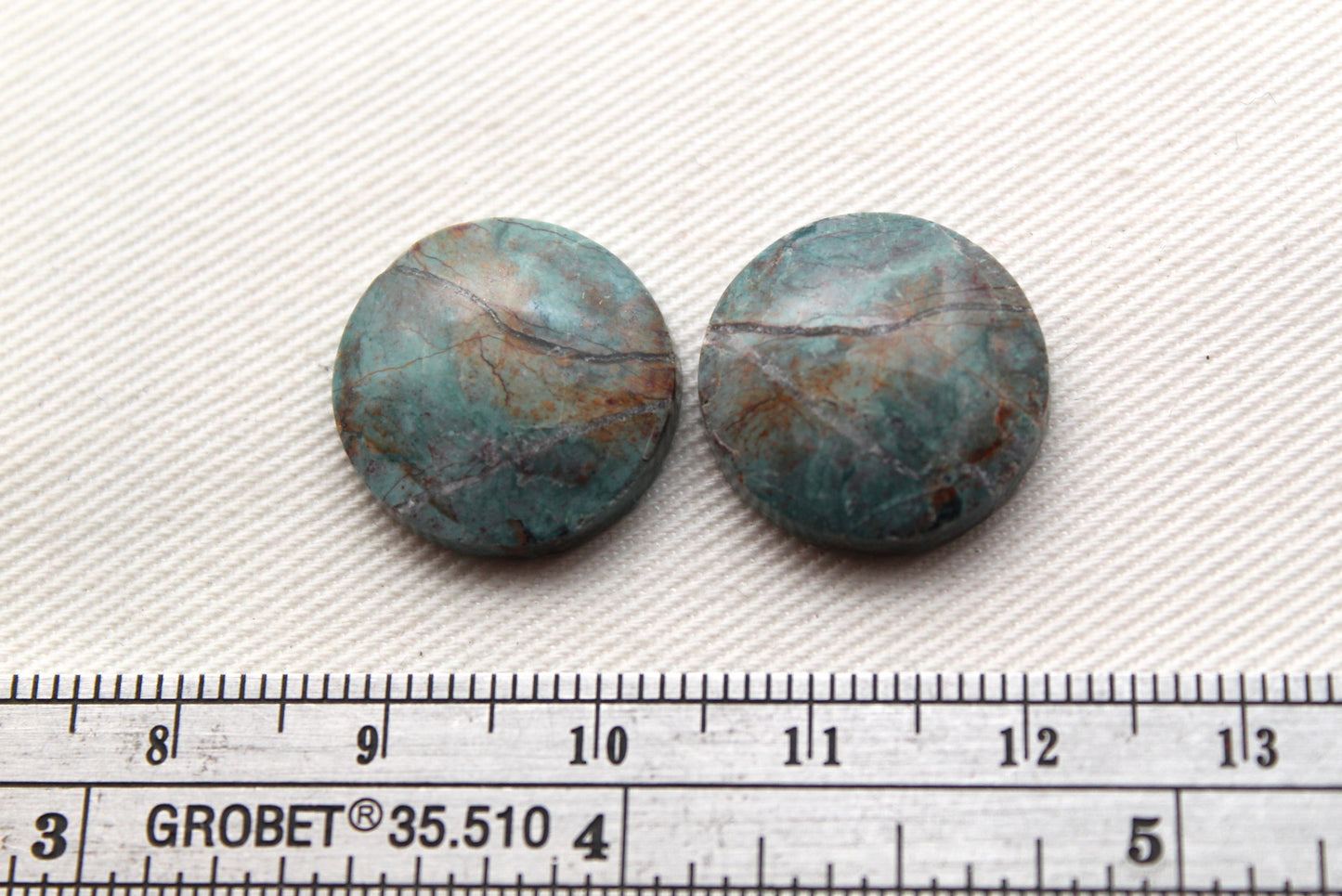 Neela Terra Jasper Cabochon Pair Gemstone Blue Round 17MM