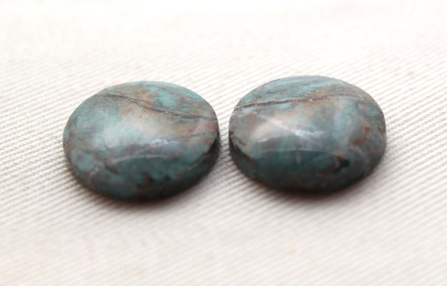 Neela Terra Jasper Cabochon Pair Gemstone Blue Round 17MM