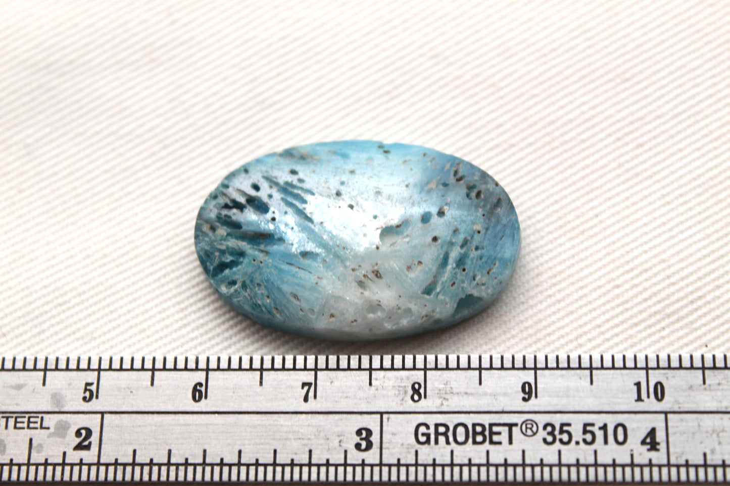 One Blue Ice Agate Oval Cabochon Gemstone