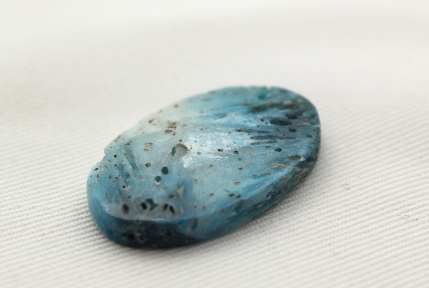 One Blue Ice Agate Oval Cabochon Gemstone