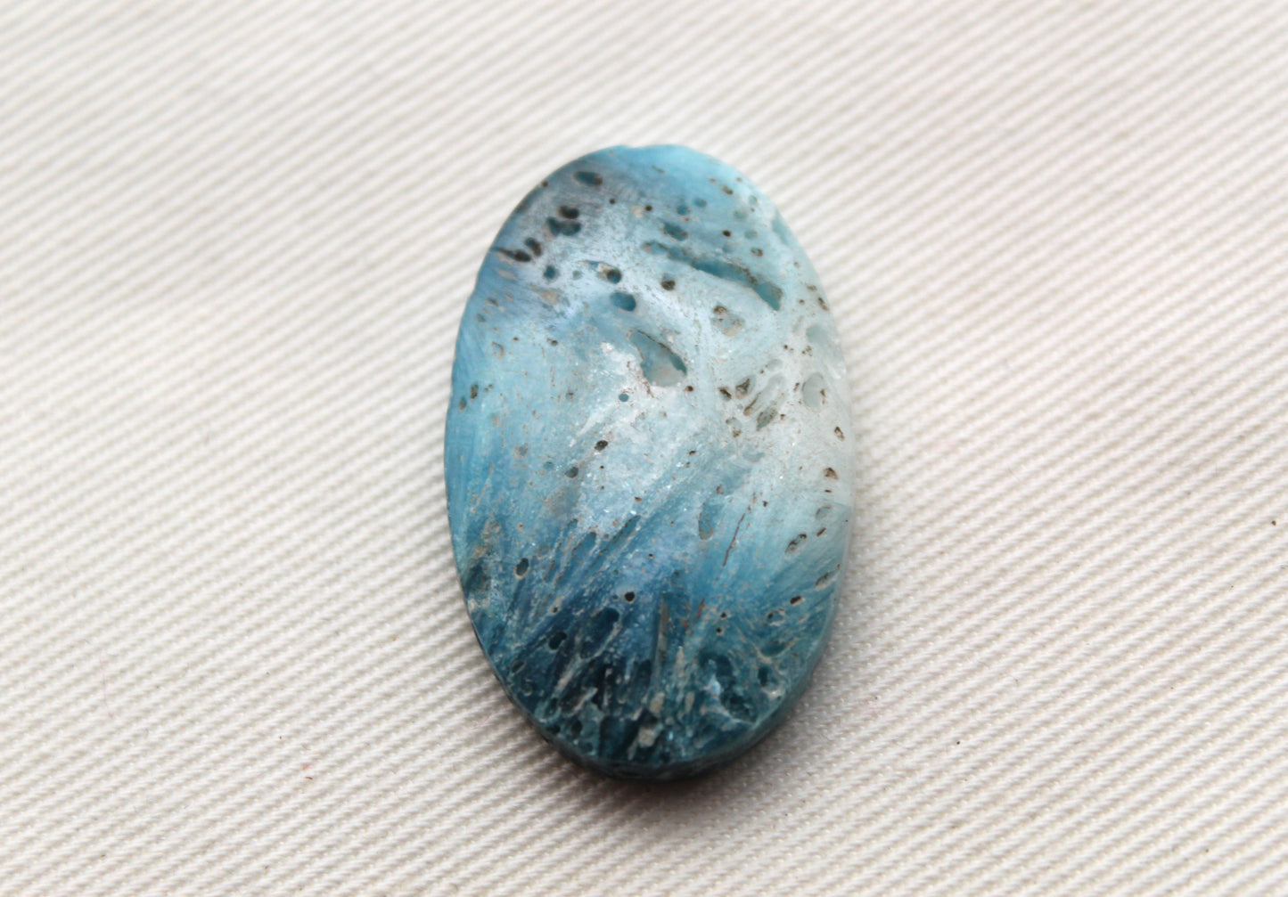 One Blue Ice Agate Oval Cabochon Gemstone