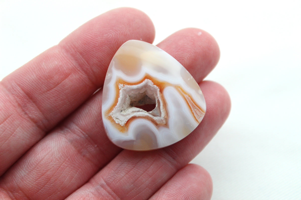 Indonesian Agate Cabochon Gemstone with druzy