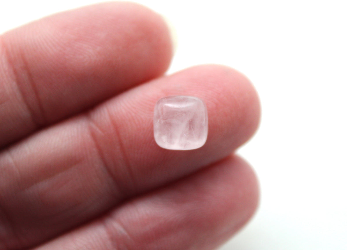 TWO Pink Quartz cabochons Gemstones square 8MM