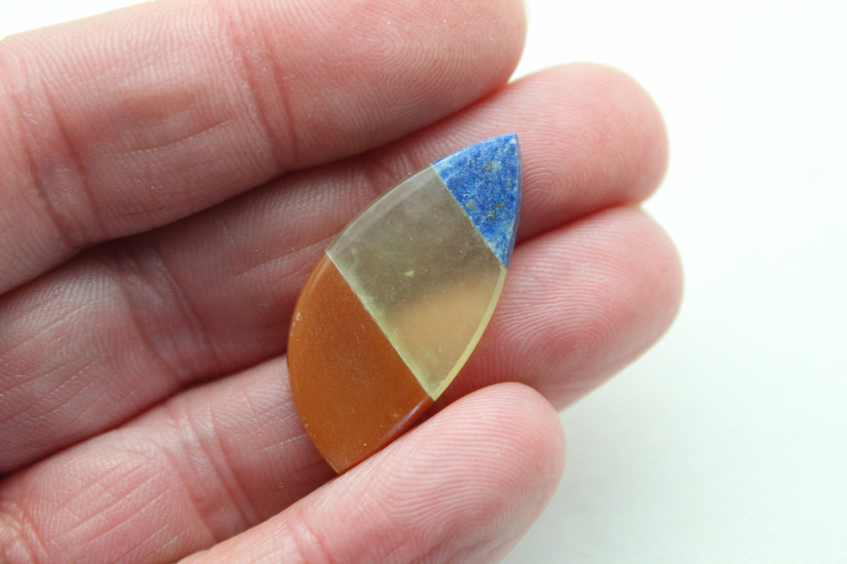Small Intarsia Cabochon Lapis vesuvianite yellow Chrysoprase