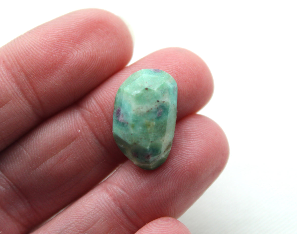 TWO ruby in fuchsite rose cut Cabochon Gemstone green pink