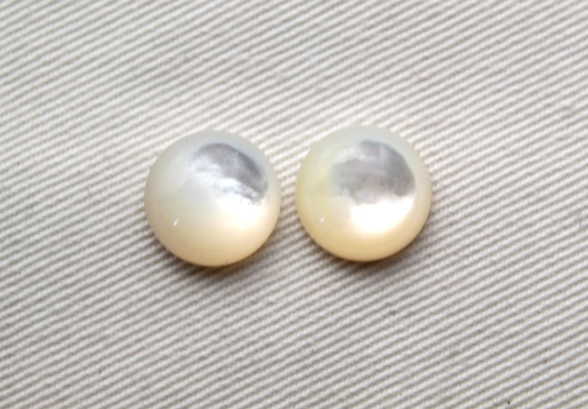 DEUX cabochons Nacre Pierres gemmes rondes 10MM